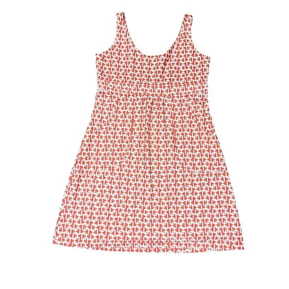 Jude Connally Mary Pat Dress M Small Orange Pink White Pockets Sleeveless - Picture 2 of 8
